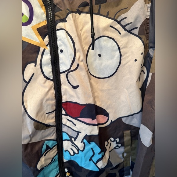 Members Only x Nickelodeon Rugrats Zip-Up Jacket Men's Medium Brown Cream Color - Picture 4 of 15